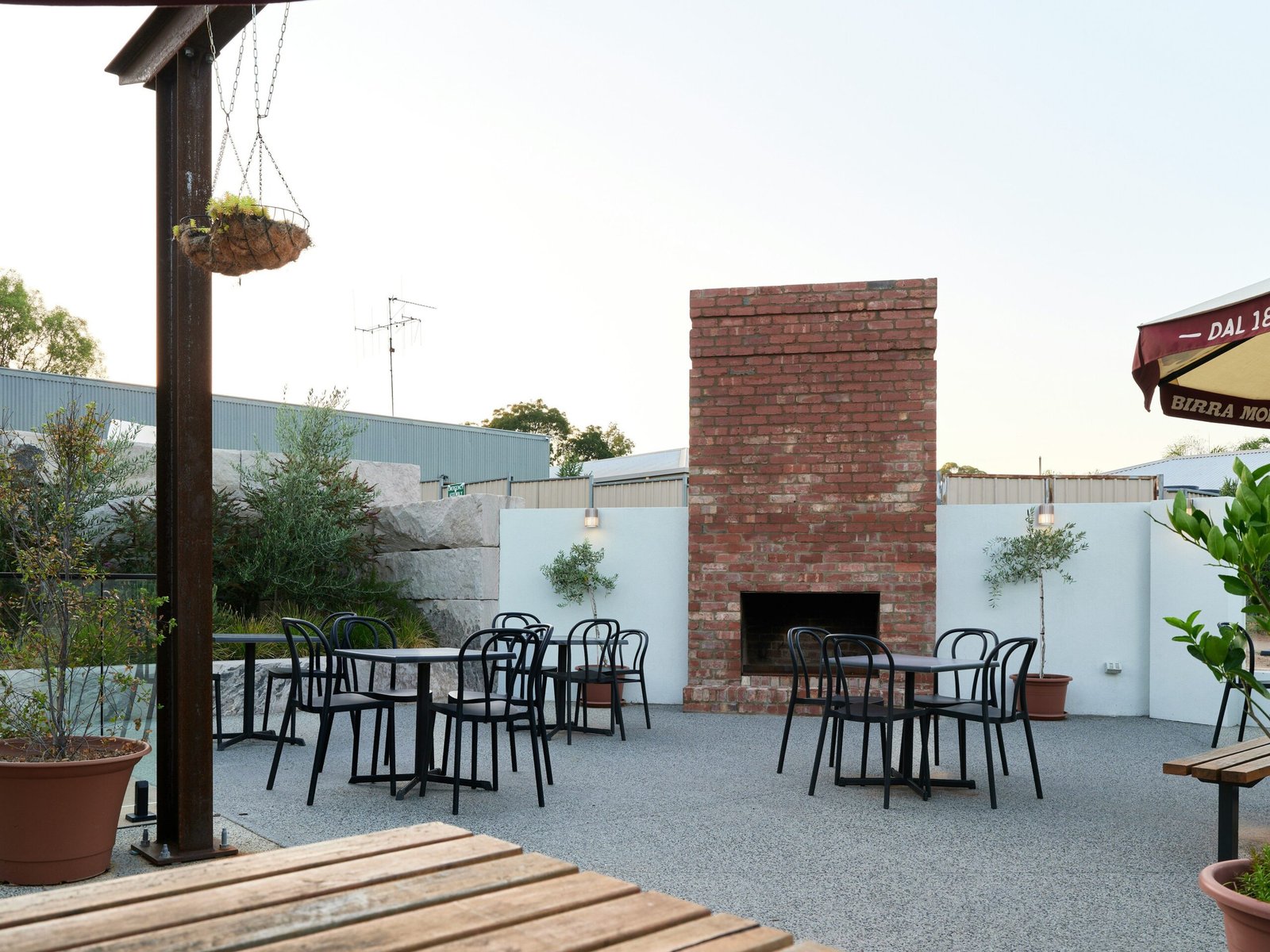 brick outdoor fireplace